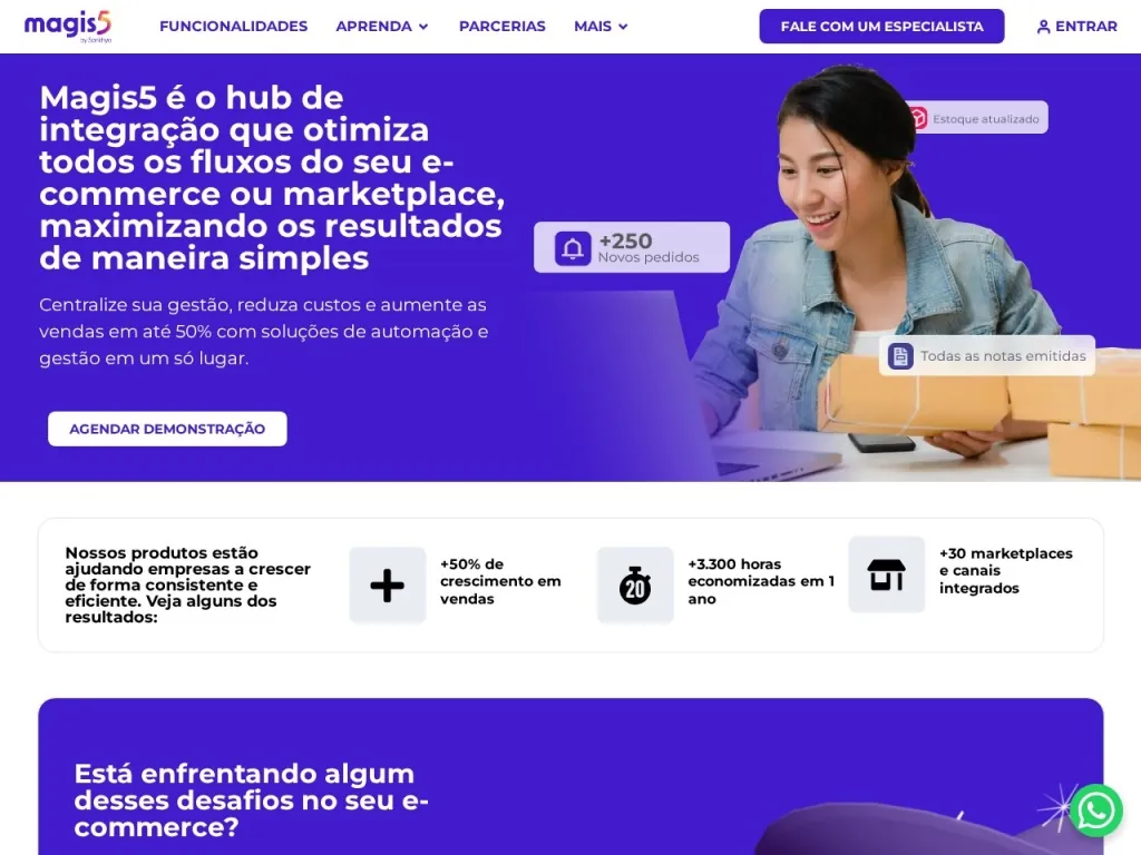 Página inicial do site de Magis5