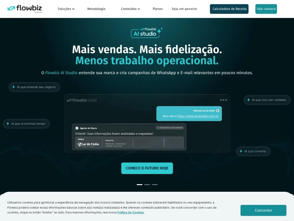 Página inicial do site de Mailbiz