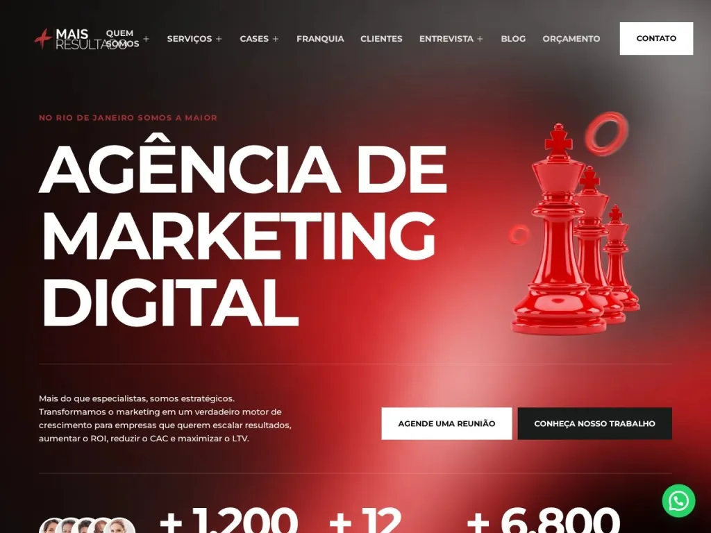 Página inicial do site de Mais resultado