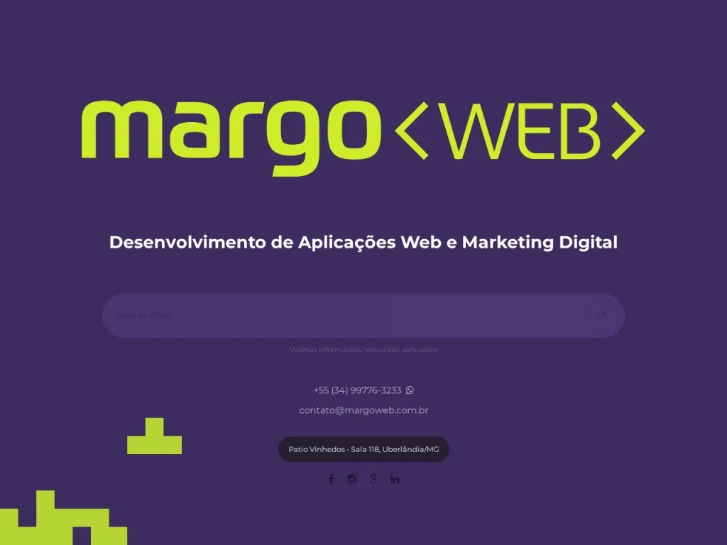 Página inicial do site de Margo Web