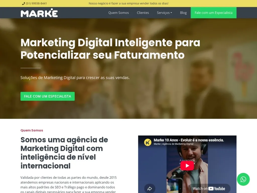 Página inicial do site de Marke Consultoria SEO