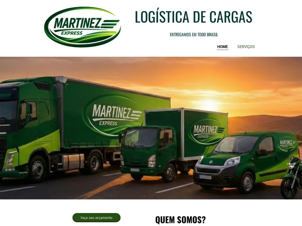 Página inicial do site de Martinez Express