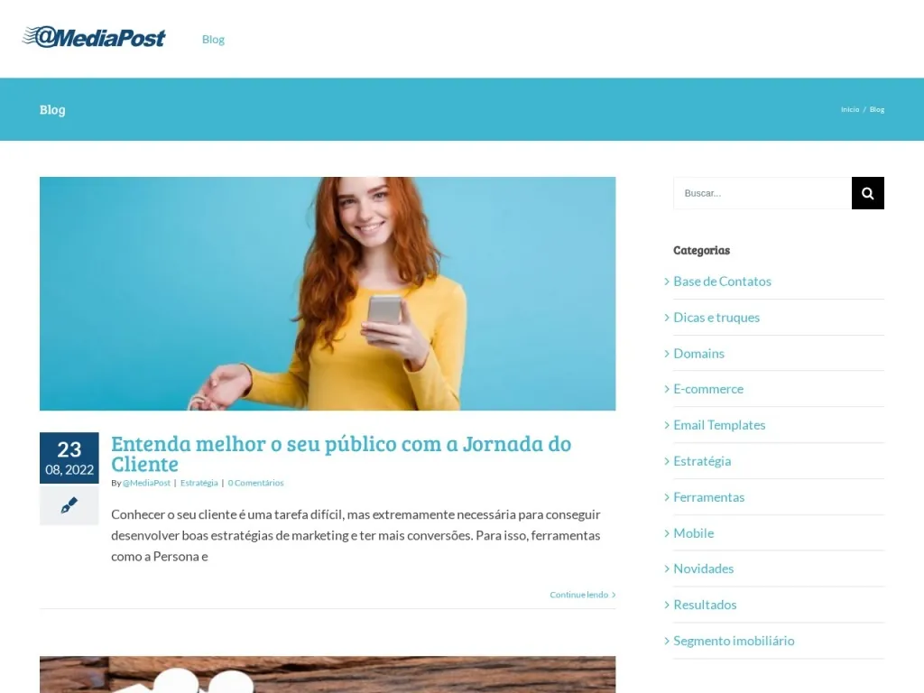 Página inicial do site de @MediaPost