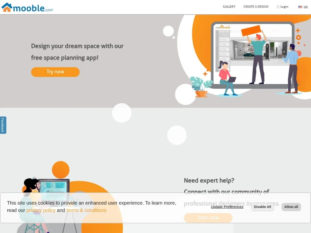 Página inicial do site de Mooble.com