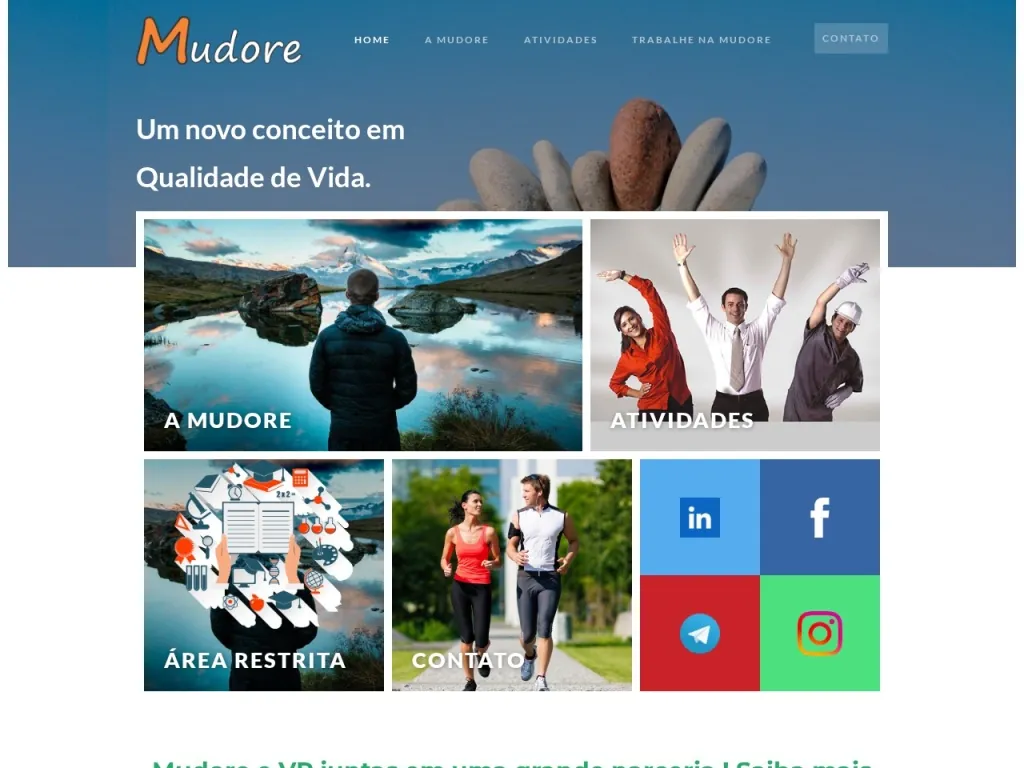 Página inicial do site de Mudore Consultoria