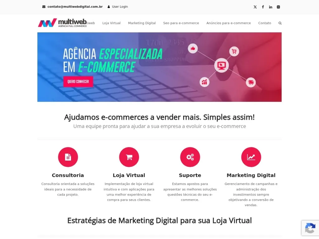 Página inicial do site de Multiweb - venda acima da média do seu mercado