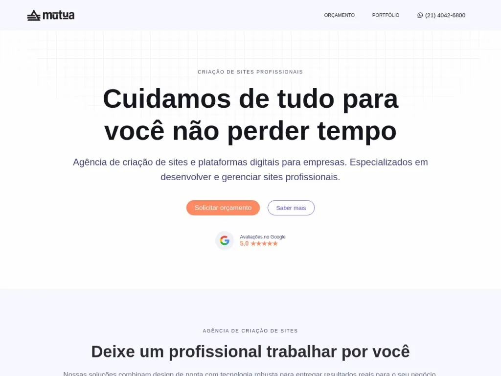 Página inicial do site de MútuaLab