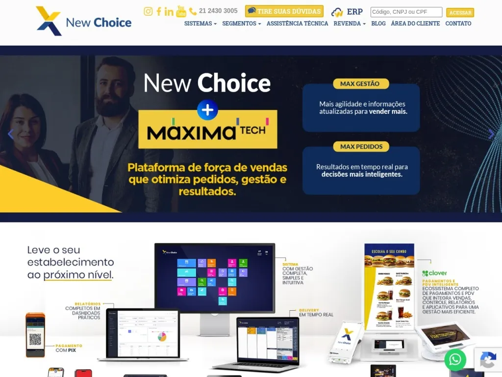 Página inicial do site de New Choice