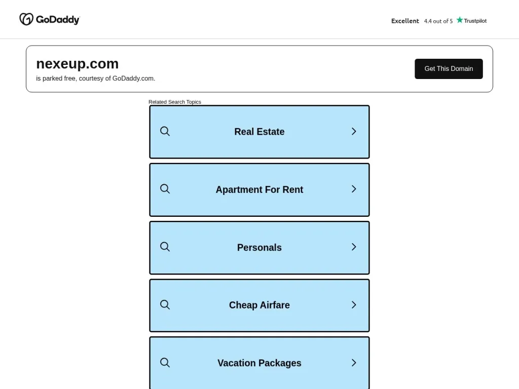 Página inicial do site de Nexeup