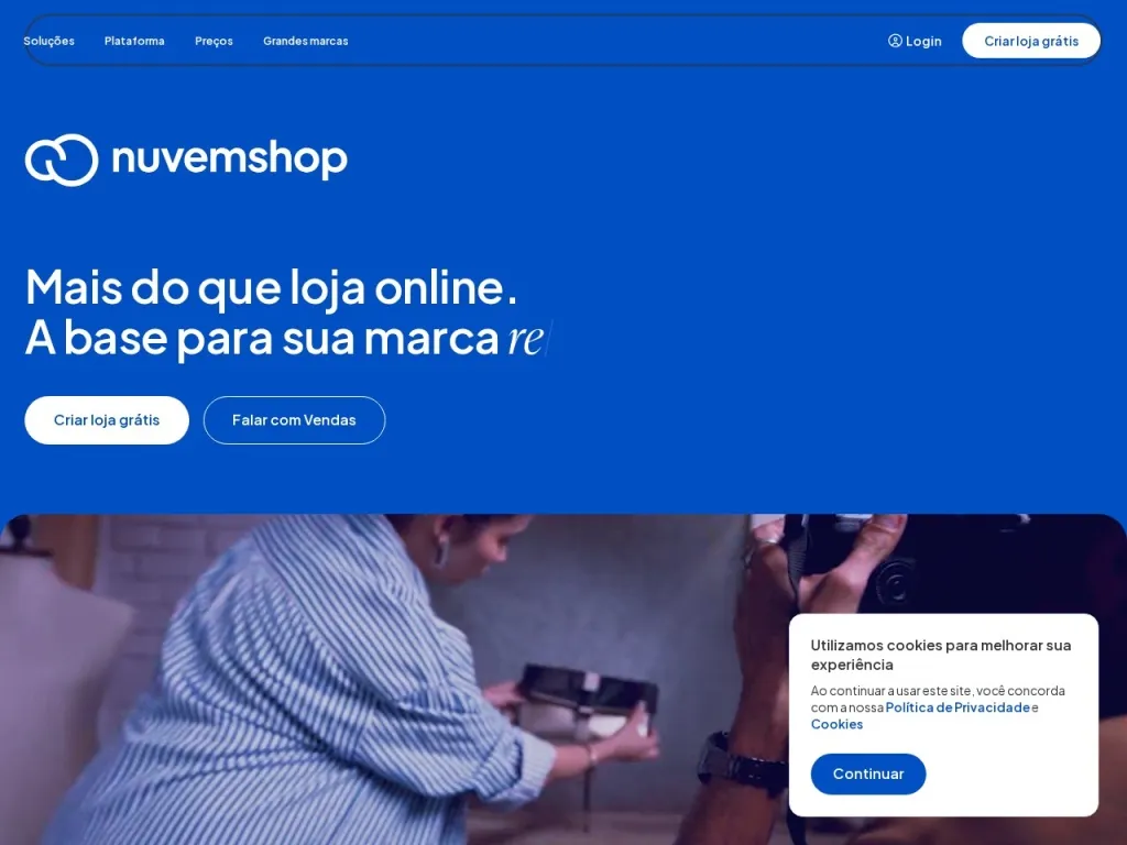 Página inicial do site de Nuvemshop