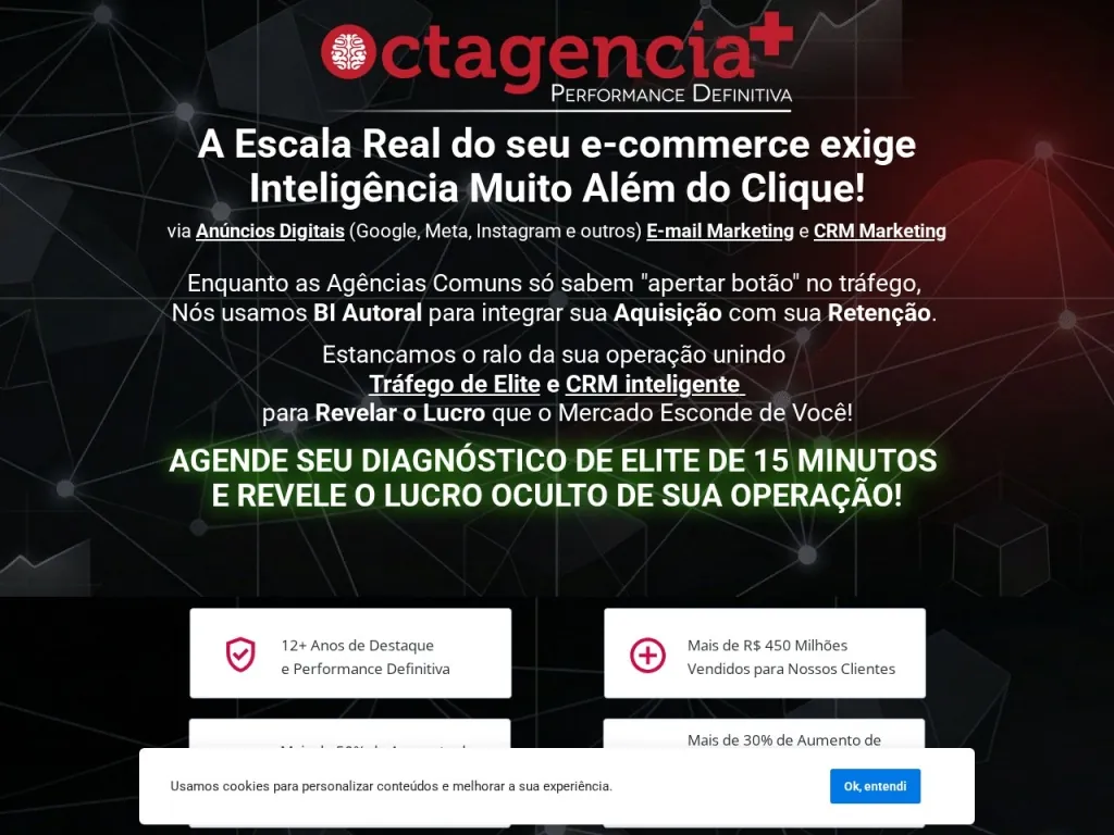 Página inicial do site de OCTAGENCIA