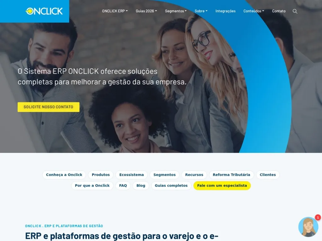 Página inicial do site de ONCLICK Sistemas