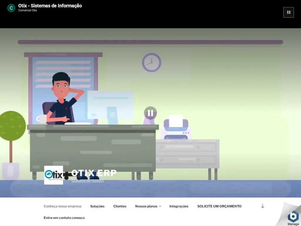 Página inicial do site de Otix