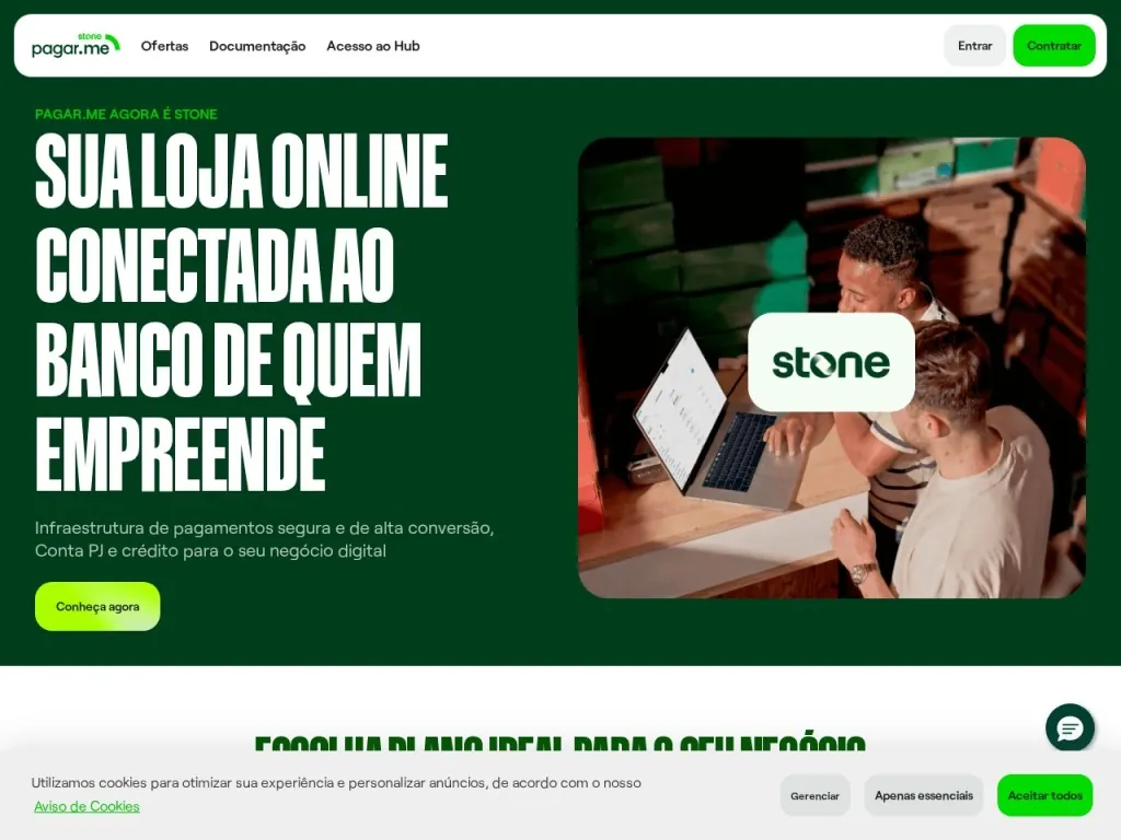 Página inicial do site de Pagar.me