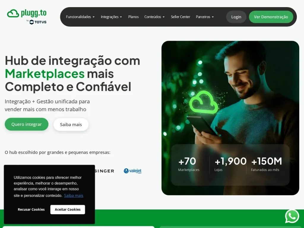 Página inicial do site de Plugg.To