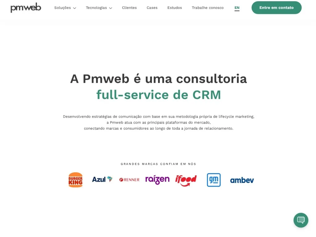 Página inicial do site de Pmweb