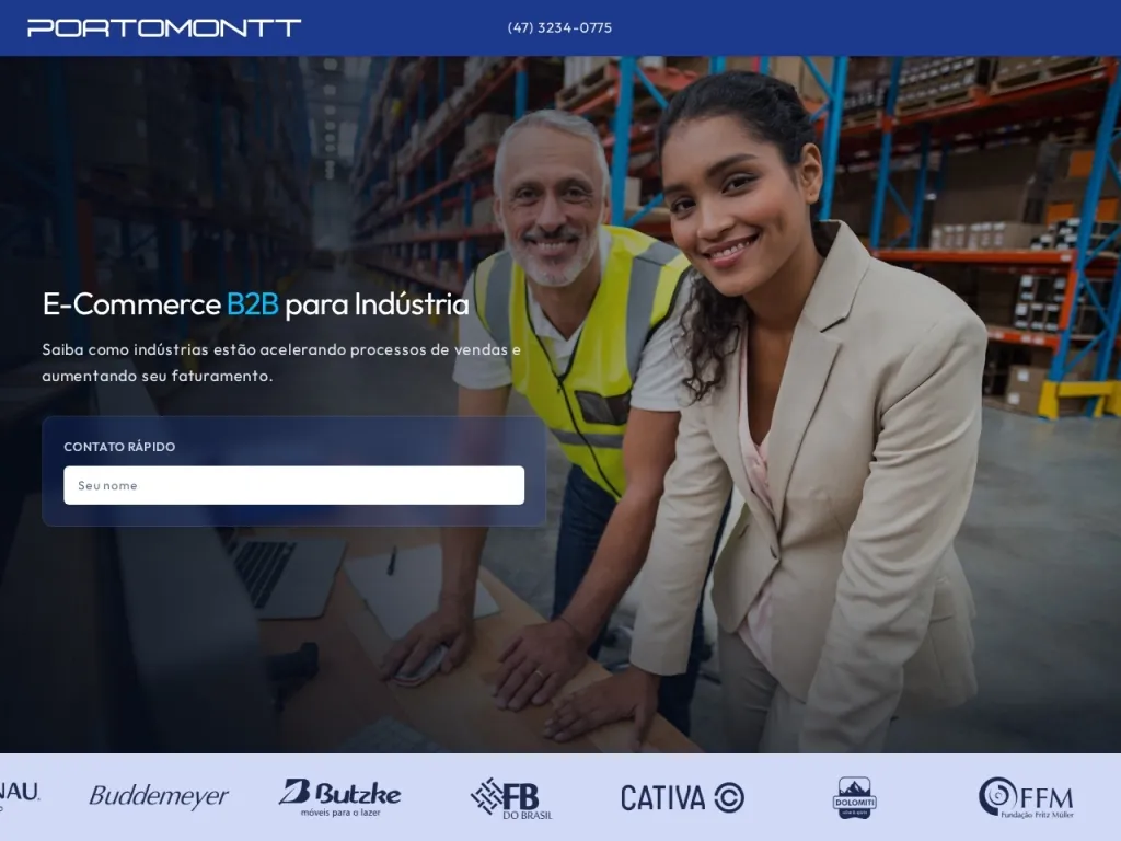 Página inicial do site de Portomontt