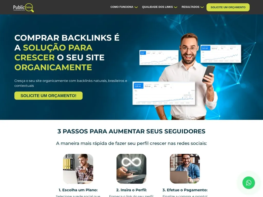 Página inicial do site de Public Online