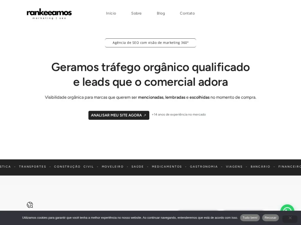 Página inicial do site de Rankeeamos SEO