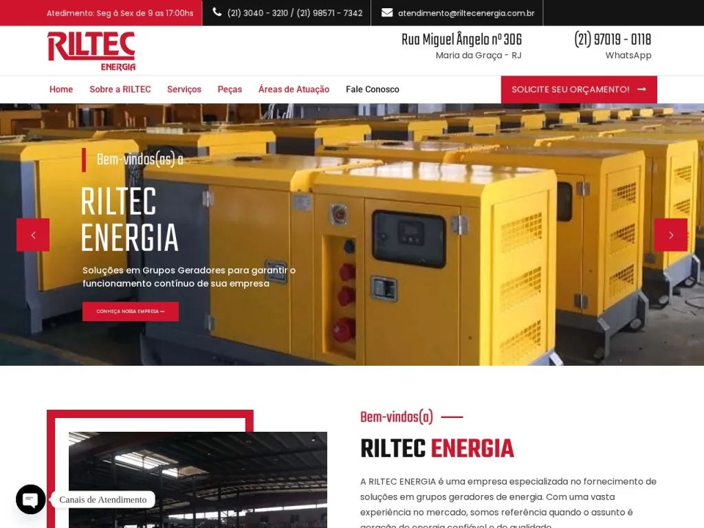 Página inicial do site de RILTEC ENERGIA LTDA ME