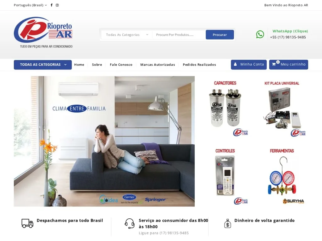 Página inicial do site de RIO PRETO AR COMERCIO DE PEÇAS DE AR CONDICIONADO