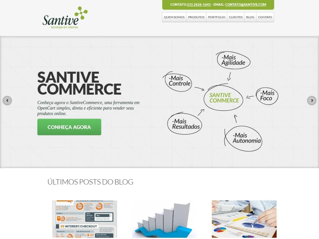 Página inicial do site de Santive Tecnologia