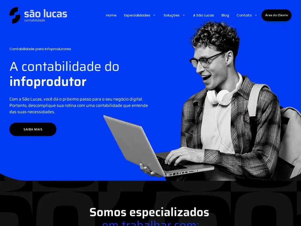 Página inicial do site de São Lucas Assessoria Contábil