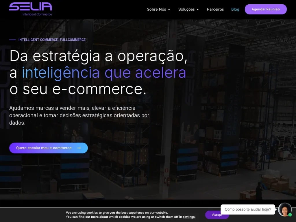 Página inicial do site de Selia Full Commerce