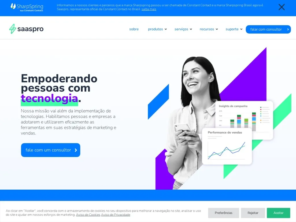 Página inicial do site de SharpSpring Mail +