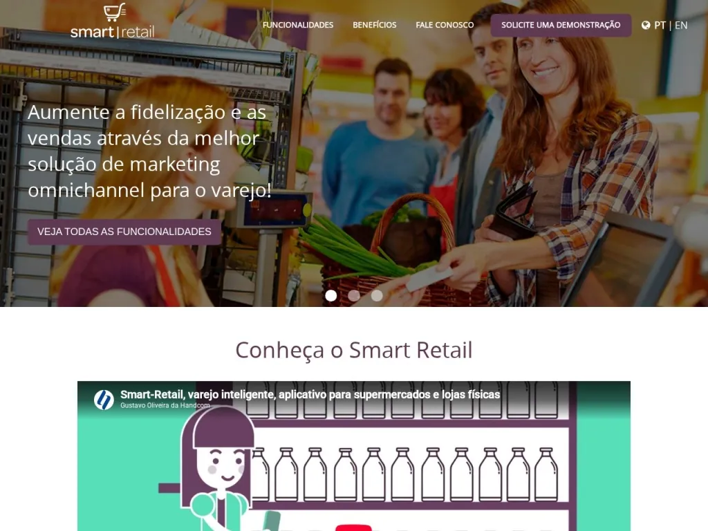 Página inicial do site de Smart Retail