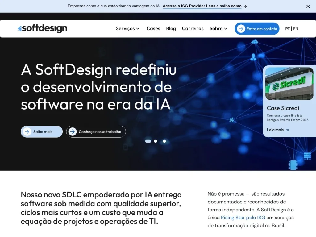 Página inicial do site de SOFTDESIGN