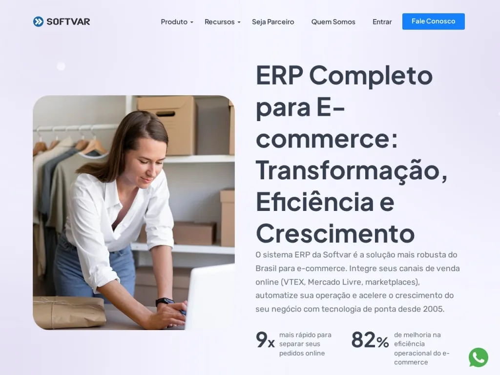 Página inicial do site de Softvar