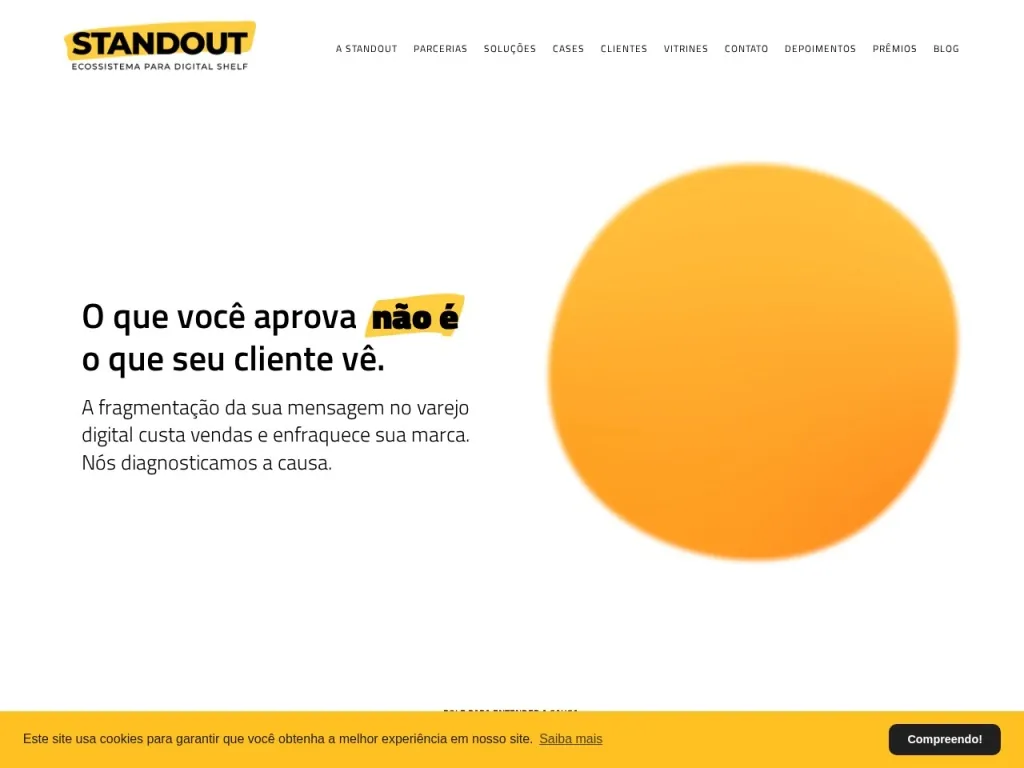 Página inicial do site de Standout - Trade Marketing Digital