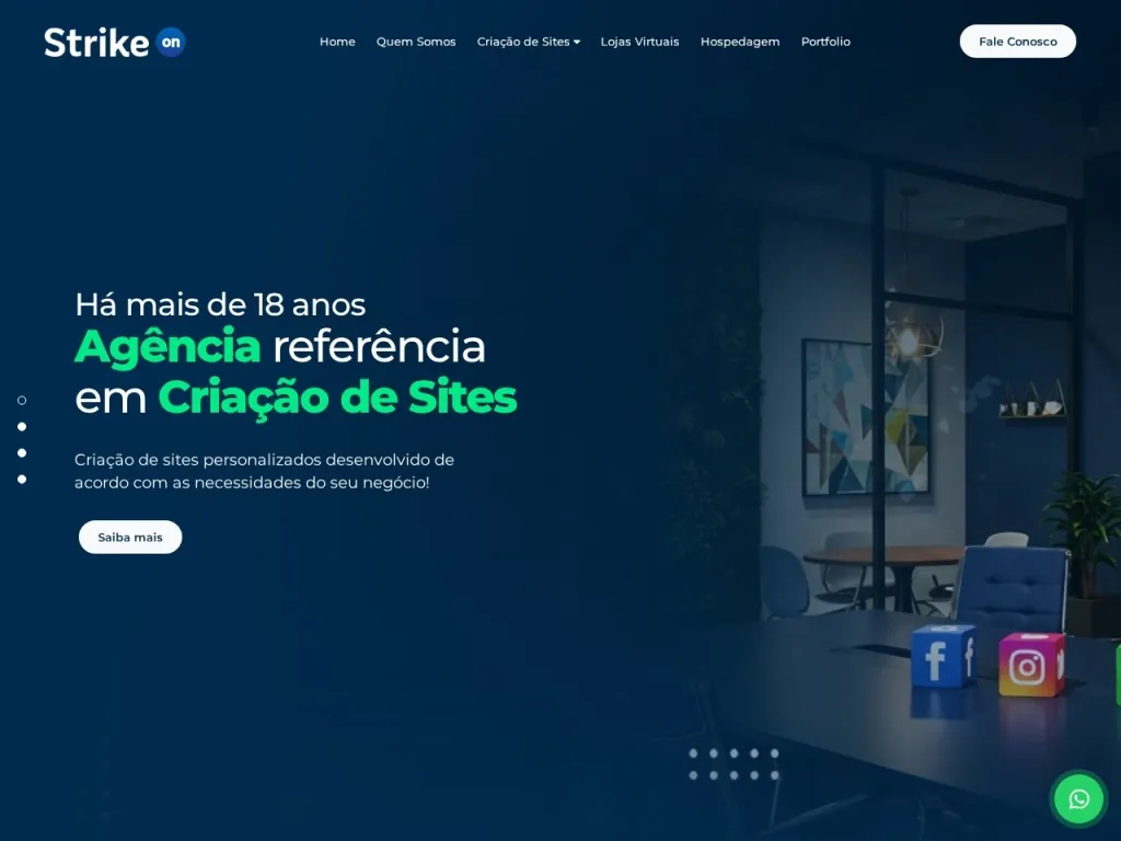 Página inicial do site de StrikeOn