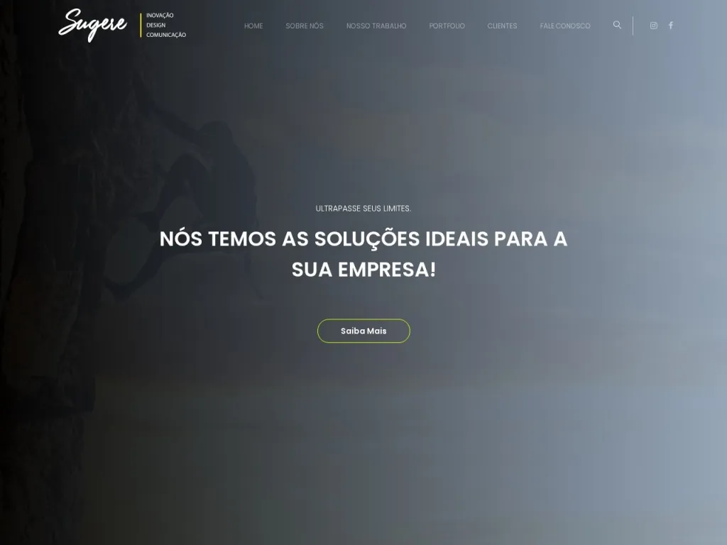 Página inicial do site de Sugere Comunicação