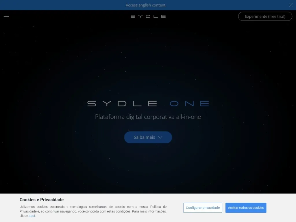 Página inicial do site de SYDLE