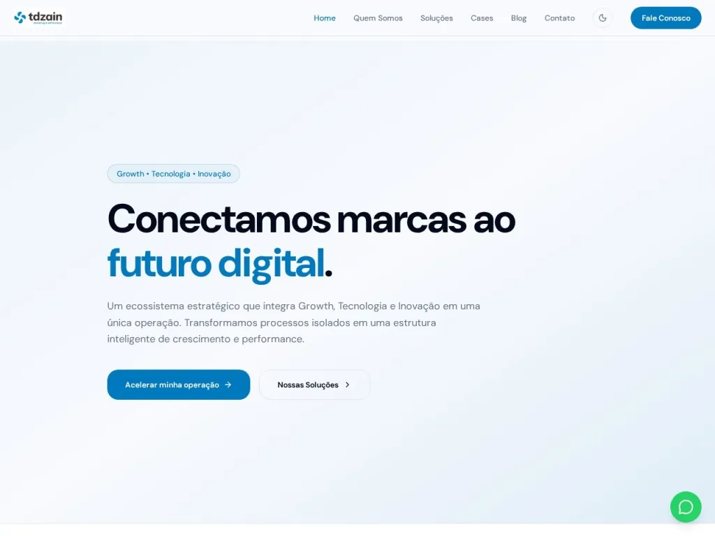 Página inicial do site de Tdzain Atividades de Internet