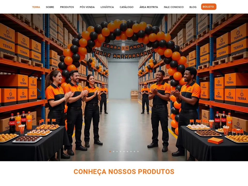 Página inicial do site de Terrafirma Imp e Exp Ltda