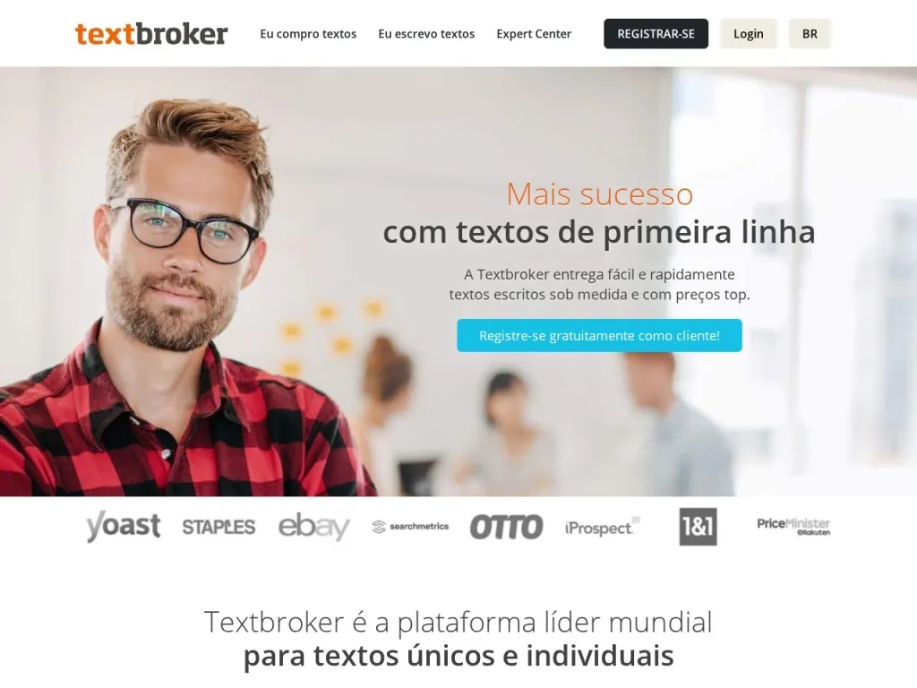 Página inicial do site de Textbroker