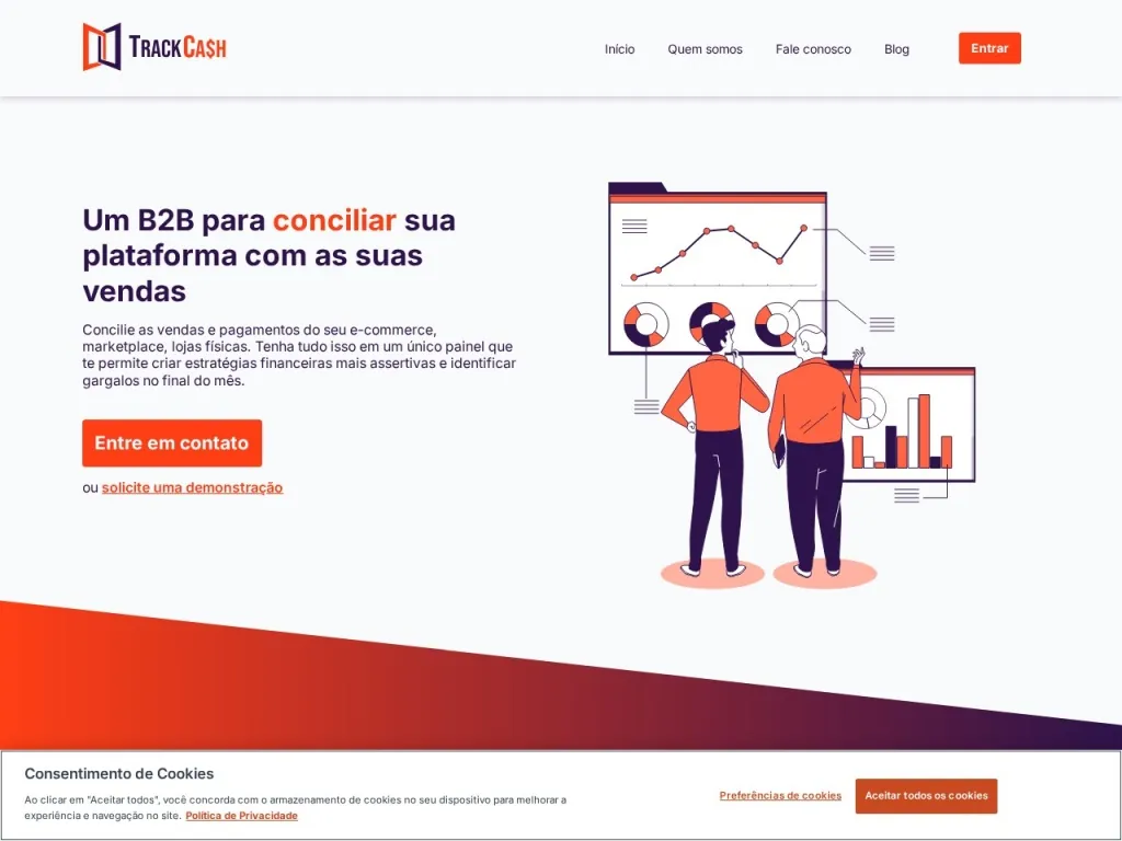 Página inicial do site de TrackCash