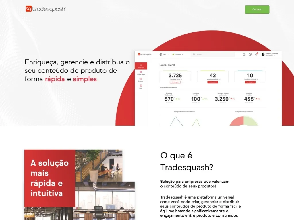 Página inicial do site de Tradesquash