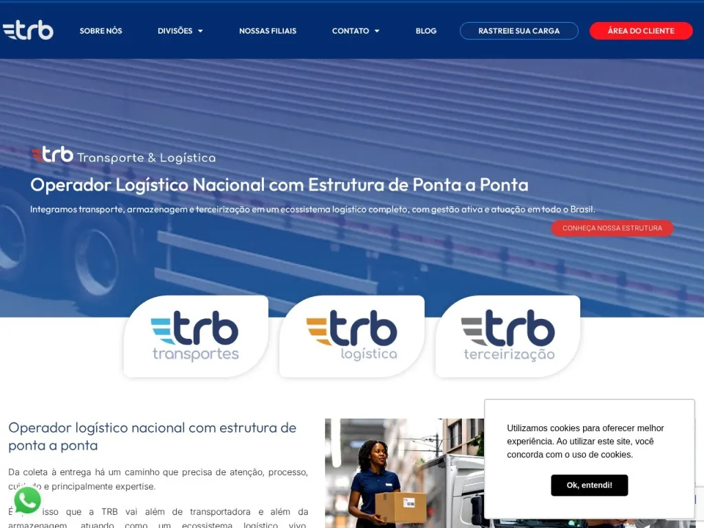 Página inicial do site de TRB Express