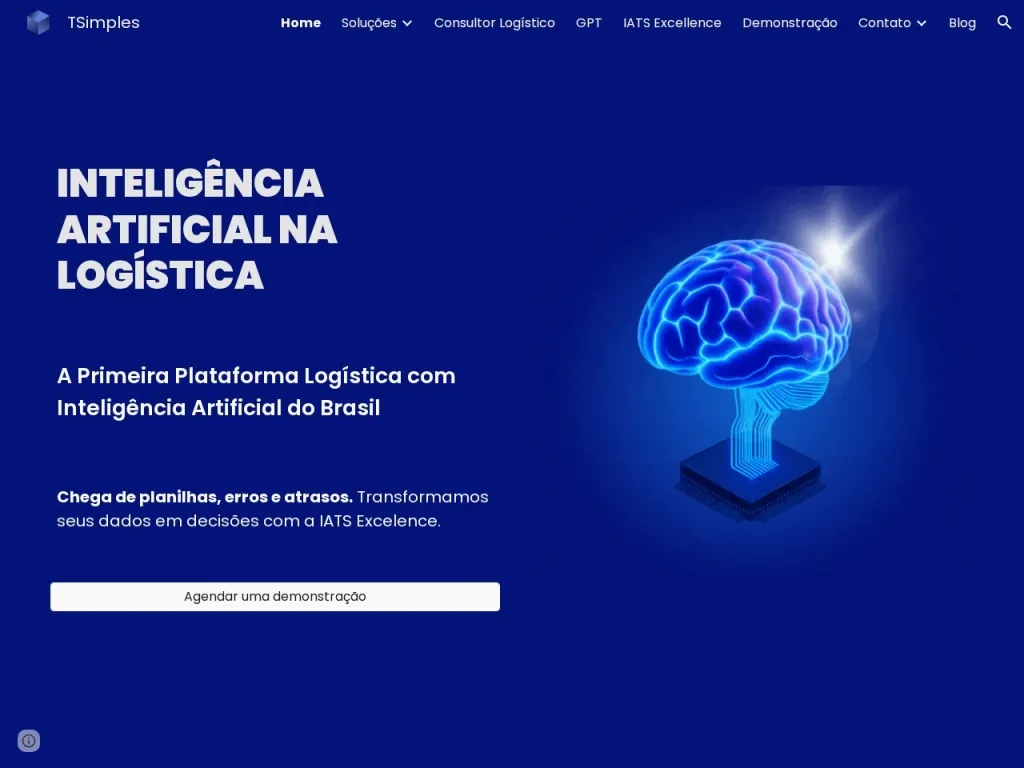 Página inicial do site de TSimples