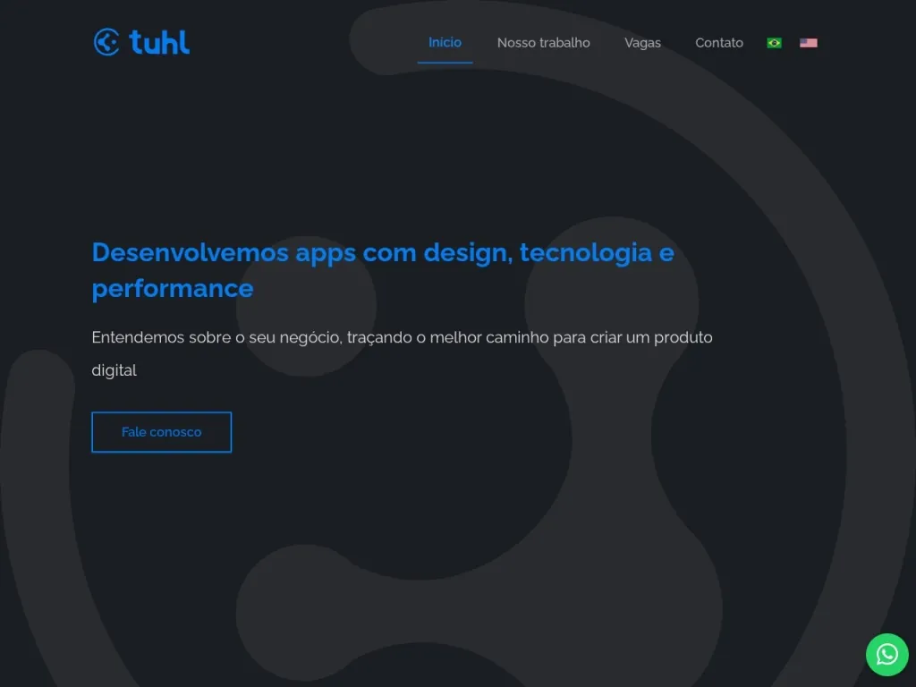 Página inicial do site de Tuhl Soluções