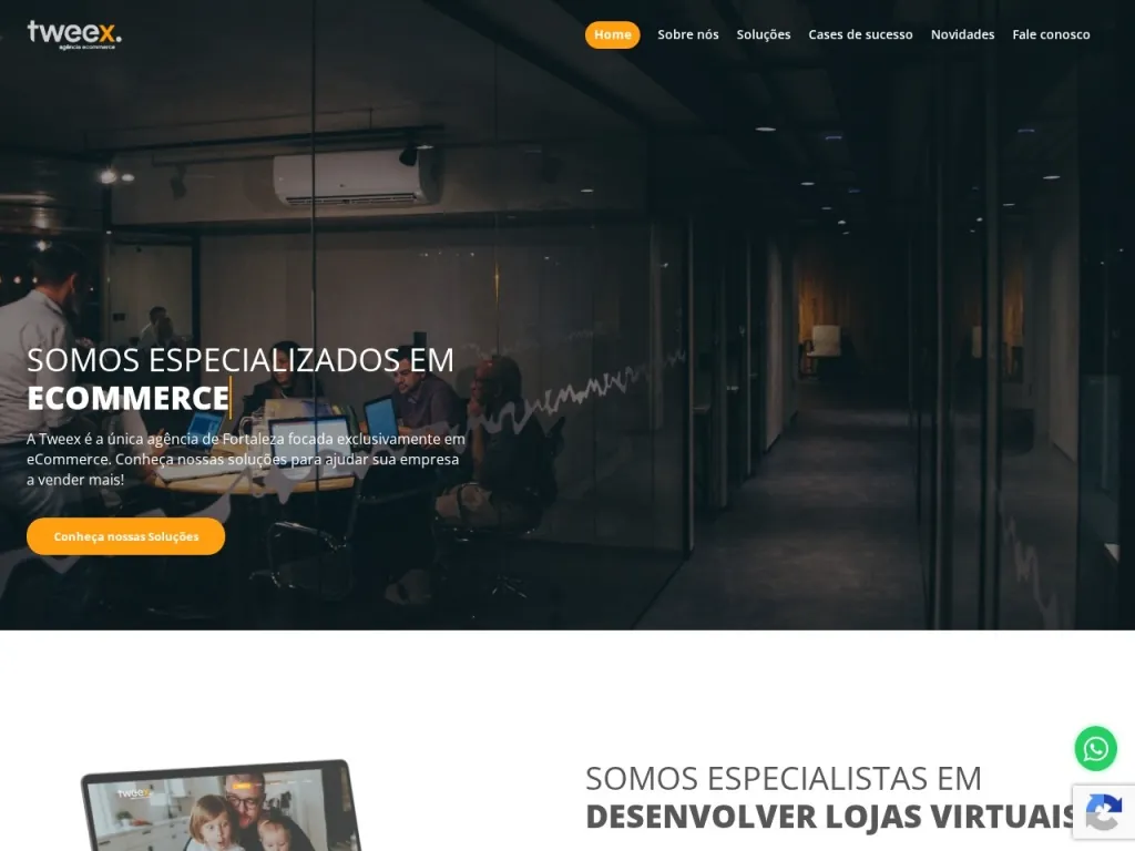 Página inicial do site de Tweex eCommerce