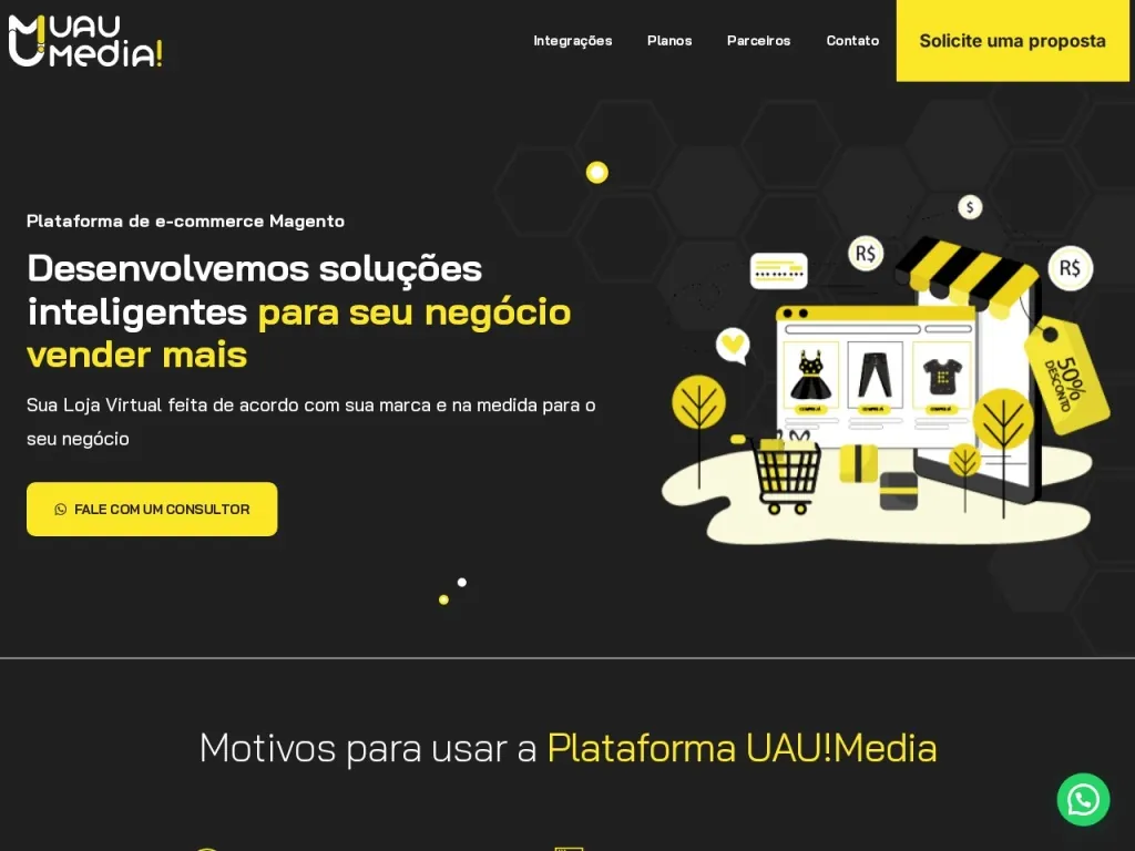 Página inicial do site de UAU! Media