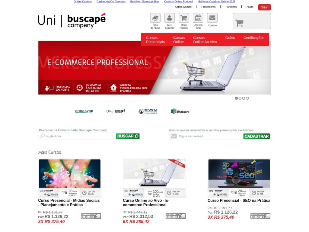 Página inicial do site de Universidade Buscapé Company