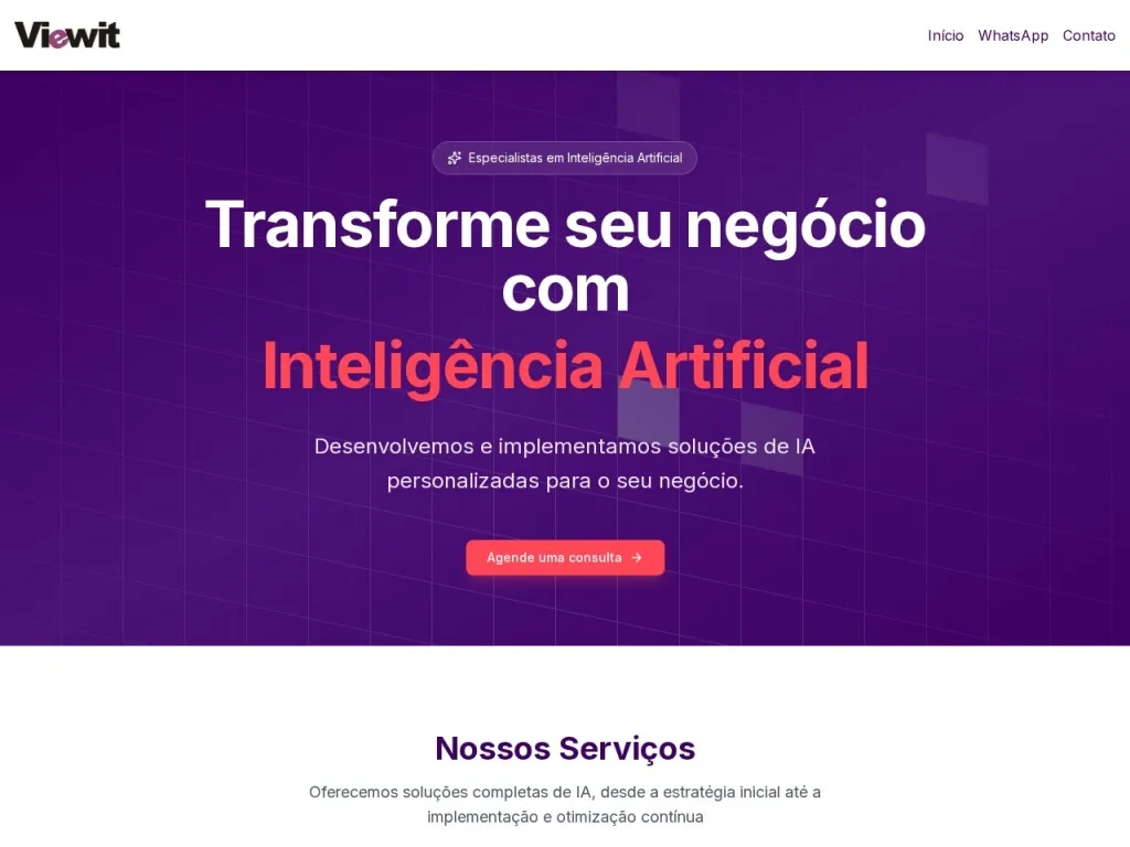 Página inicial do site de Viewit Mobile