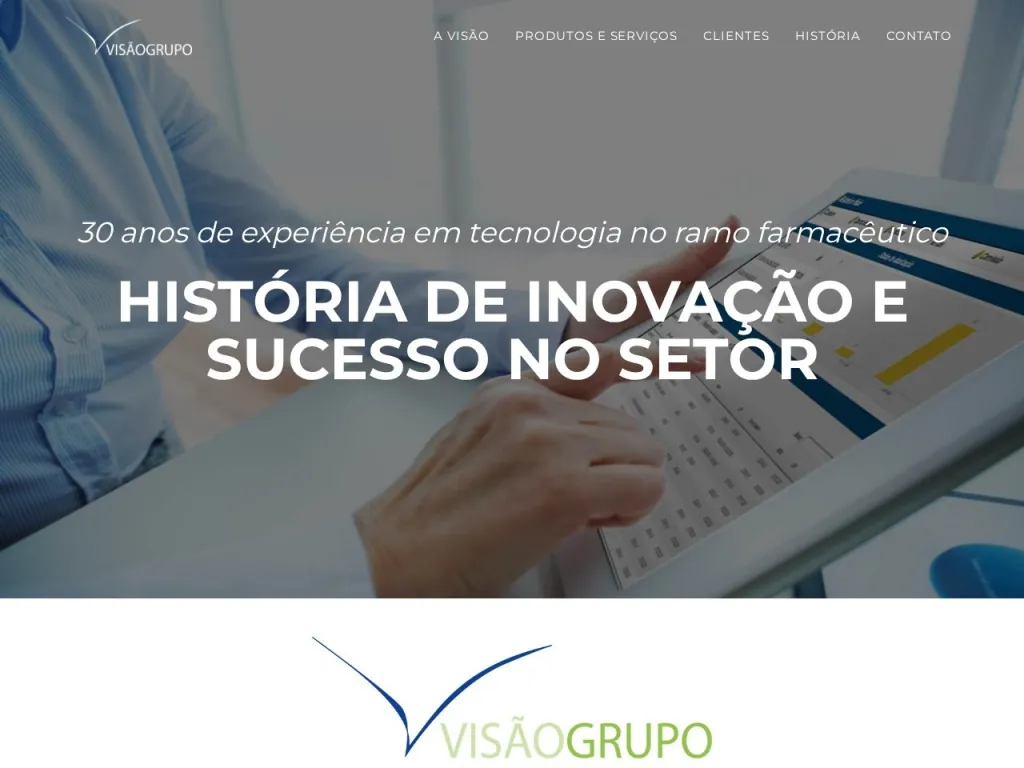 Página inicial do site de Visão Grupo