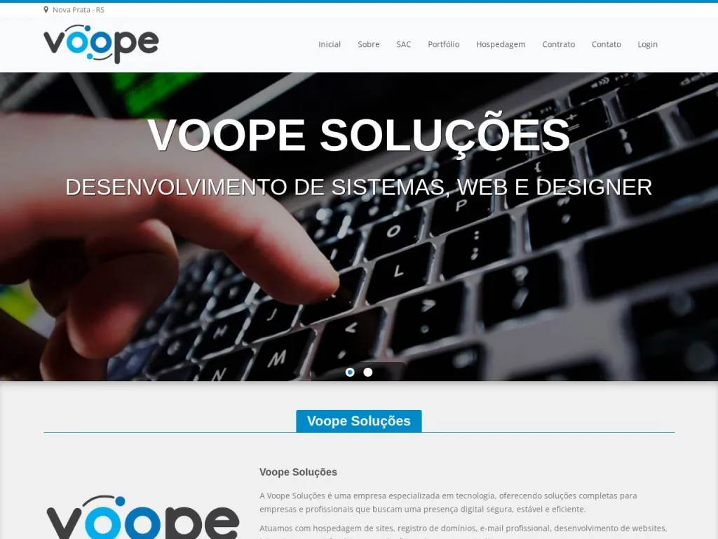 Página inicial do site de VOOPE TRANSPORTES E CARGAS LTDA